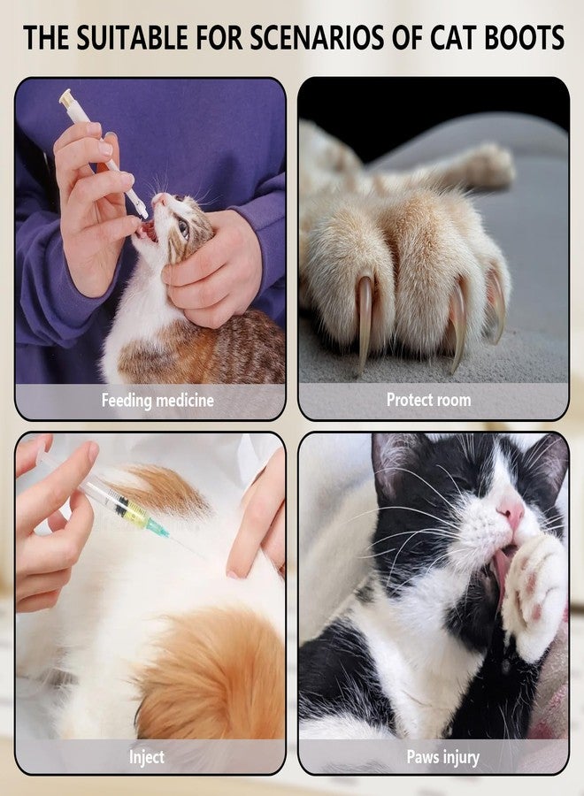 QIYUDA 4 Pcs Cat Mittens to Prevent Scratching for Pets with Paw Inner Diameter up to 1.35 Inches, Adjustable Breathable Mesh Kitten Shoes Socks Booties for Only Grey - Image 5